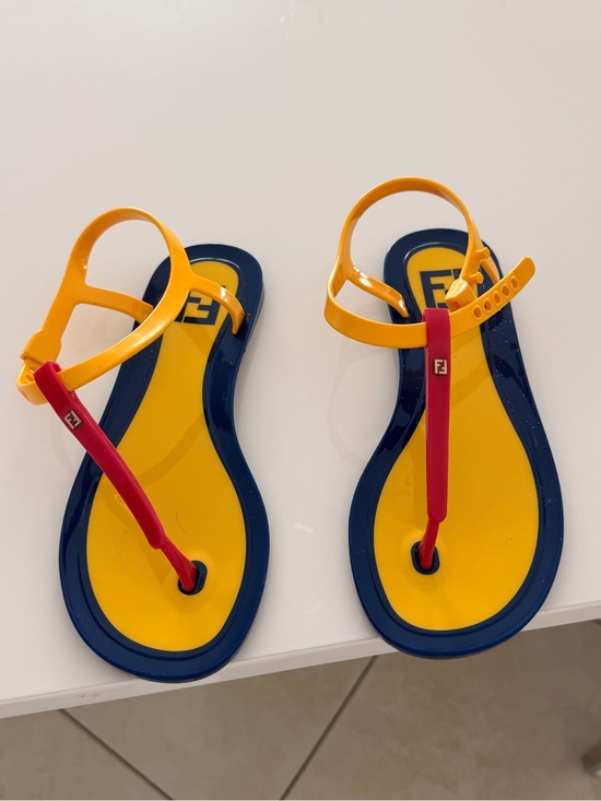 Fendi Shoes - Authentic Fendi Yellow Navy Red Jelly T-Strap Sandals
